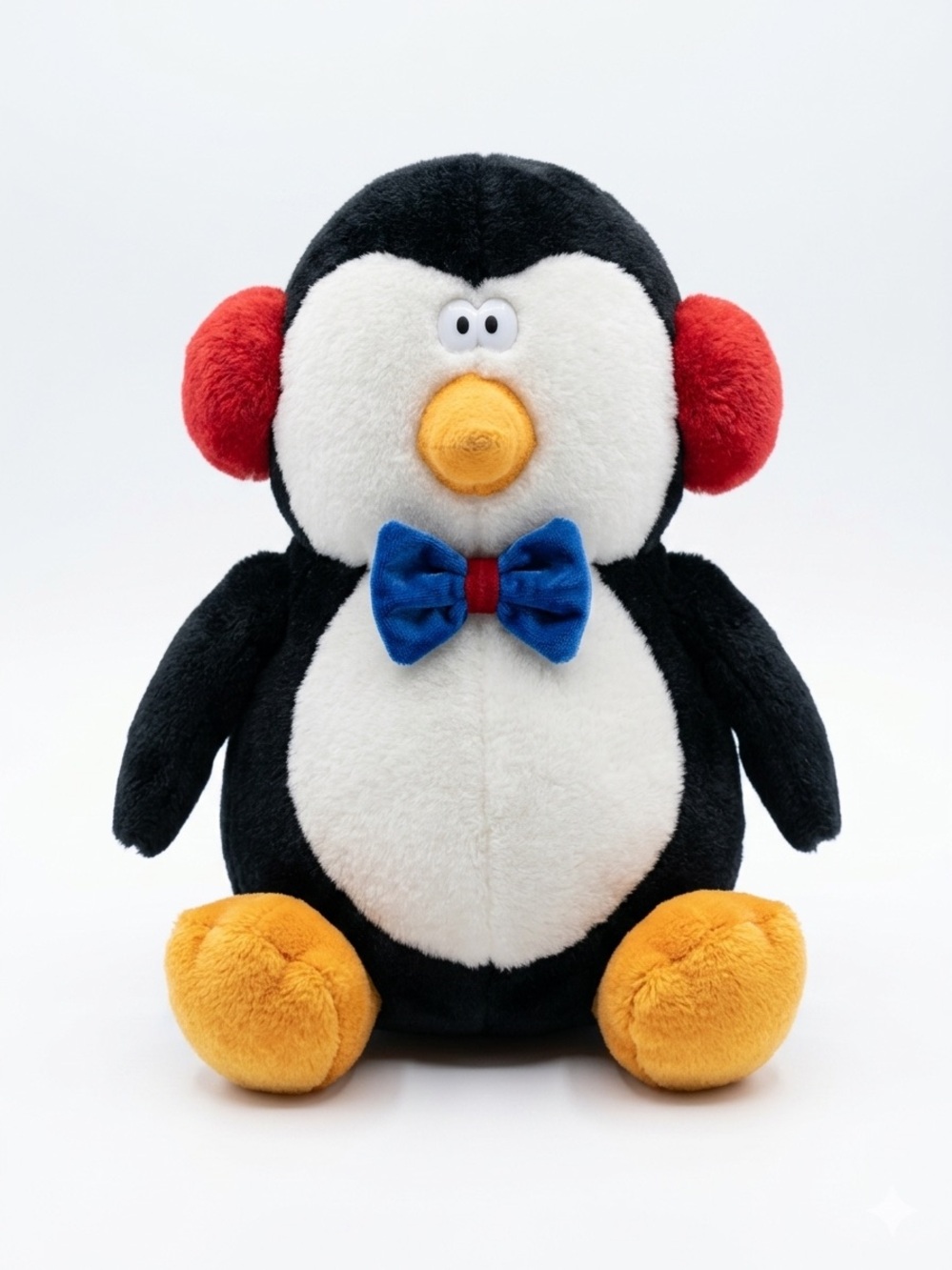 Sugar Loaf Penguin Plush Stuffed Animal Earmuffs Bow Tie Black White Toy 11.5”
